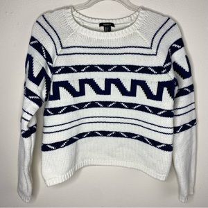 Forever 21 Y2K cream fair isle nautical crew neck sweater womens size small